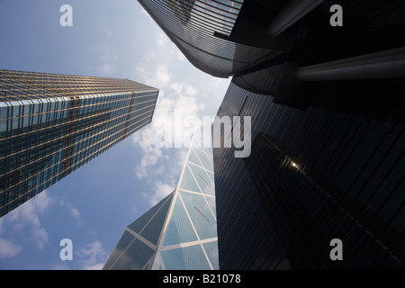 Bank of China in der Nähe von ICBC und Citibank Türmen und Cheung Kong Center Hong Kong China Stockfoto