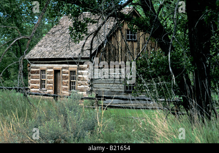 Theodore Roosevelt s Home, bekannt als das Malteserkreuz Kabine, in der Nähe von North Dakota Medora anmelden. Foto Stockfoto