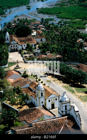 Luftaufnahme von Dos Santos-Kirche in Igarassu eine barocke Dorf in der Nähe von Olinda Pernambuco-Brasilien Stockfoto