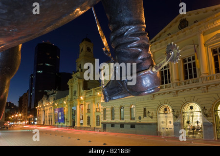 Südamerika Chile Santiago Nahaufnahme die Reiterstatue von Pedro de Valdivia vor dem Museo Historico Nacional Stockfoto