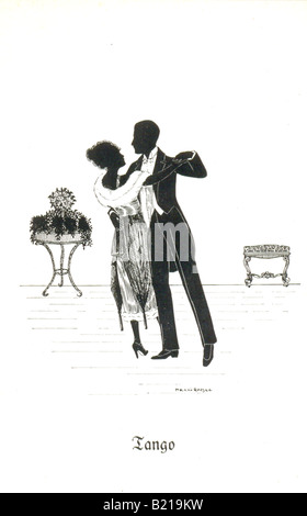 Ansichtskarte von Paare tanzen den Tango ca. 1920 Stockfoto