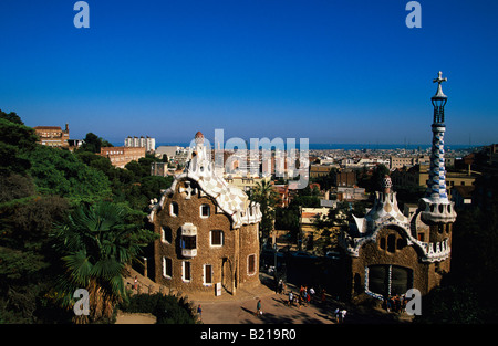 Eingang Pavillon Park Güell A Gaudi Barcelona Katalonien Spanien Stockfoto