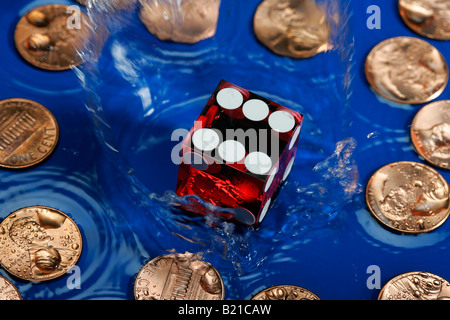 USA 1 Cent Wasser Reflexion blauen abstraktes Währung Finanzen Geld symbol finanziellen Idee US-Geschäft Wäscheleine Stockfoto