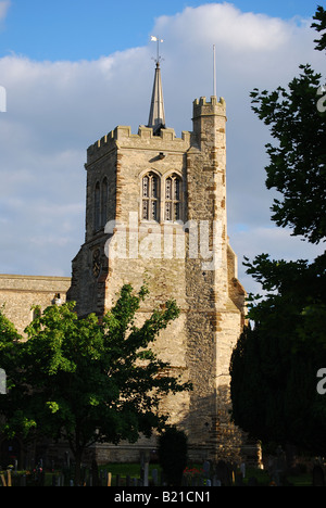 Elstow Benediktiner Abtei Turm, Dorfplatz, Elstow, Bedfordshire, England, Vereinigtes Königreich Stockfoto