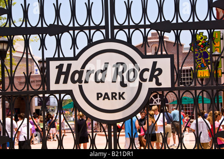 Hard Rock Park Eingang Tor Logo Myrtle Beach SC Welt erste Rock'n'Roll-Themenpark Stockfoto
