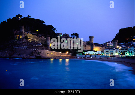 Vila Vella Altstadt mit Schloss und Strand Tossa de Mar-Costa Brava-Katalonien-Spanien Stockfoto