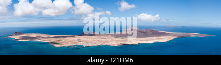 Panoramablick auf die Insel La Graciosa, Kanarische Inseln Stockfoto