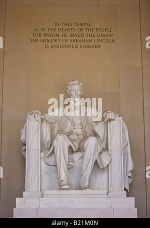 WASHINGTON DC USA - Statue von Abraham Lincoln, in dem Lincoln-Memorial, befindet sich auf der National Mall Stockfoto