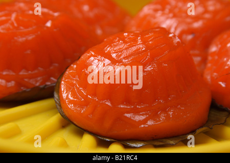 Ang Ku Kuih, Roter Reis Mehl Kuchen, malaysische Kuchen Stockfoto