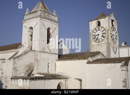 Clock Tower, St. Maria von der Schlosskirche, Tavira, Algarve, Portugal Stockfoto