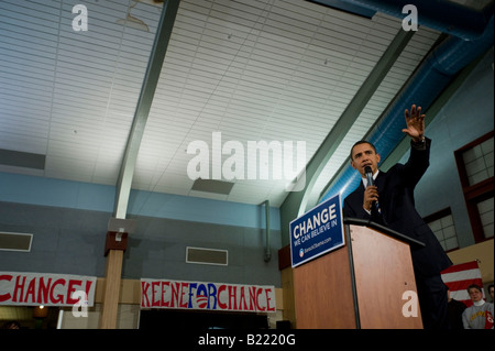 Keene, NH 1 6 08 Präsidentschafts Kandidat Senator Barack Obama bei einer Veranstaltung der Kampagne in Keene NH 6. Januar 2008 Stockfoto