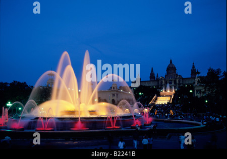 Magische Brunnen Font Magica de Montjuic Palau National MNAC Barcelona Katalonien Spanien Stockfoto