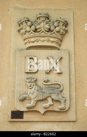Eine Steintafel mit dem Wappen von Bayeux, Bayeux, Calvados, Normandie, Frankreich Stockfoto