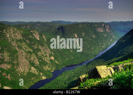 Ein alten Gletschertal in der Hautes-Gorges-de-la-Rivière-Malbaie National Park, Quebec, Kanada Stockfoto