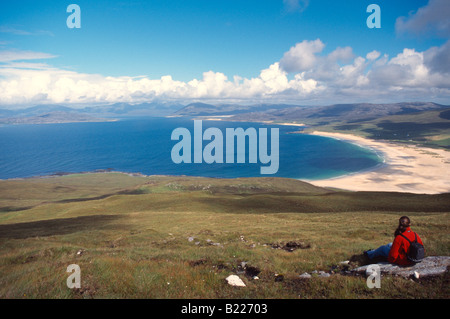 Blick vom Chaipavail in Richtung Scarista Strand Sommer Insel Harris westlichen Inseln Schottlands äußeren Hebriden Großbritannien gb Stockfoto