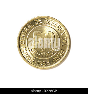 Peruanische Münze 50 Centimos Stockfoto