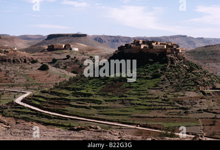 Ksour befestigte Berberdörfer auf dem Weg nach Tafraout im Anti-Atlas-Südmarokko Stockfoto