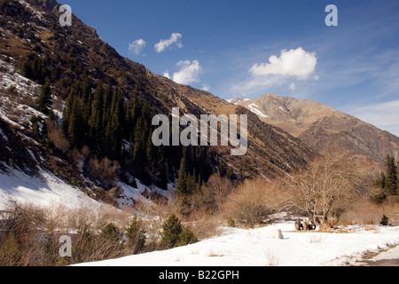 Blick auf die Ala Archa Nationalpark ein Park befindet sich ca. 40 Kilometer südlich der Hauptstadt Stadt Bishkek Kyrgystan Stockfoto