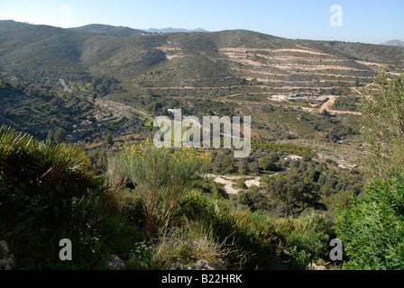 neue Straßen bereit für neues Wohnprojekt in der Nähe von Alicante Provinz, Comunidad Valenciana, Pedreguer, Spanien Stockfoto