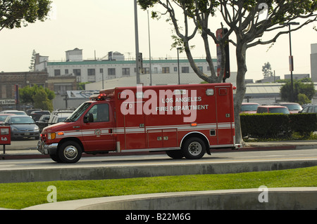 Rot-Ambulanz, Los Angeles Fire Department. Stockfoto