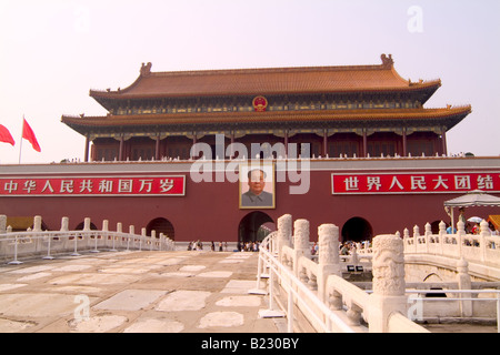 Fassade des Palastes, Tiananmen-Tor des himmlischen Friedens Tiananmen Platz, Verbotene Stadt, Peking, China Stockfoto