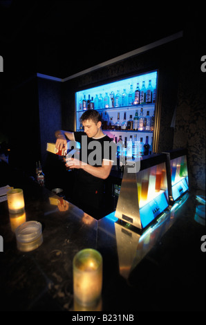 Barkeeper mixen einen Drink Club Disco Prive Tallinn Estland Stockfoto