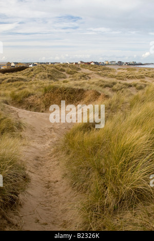 Sanddünen am Strand Seaton Carew in Hartlepool, im Norden von England. Stockfoto