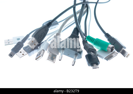 Nahaufnahme von USB-Kabel und Stecker Stockfoto