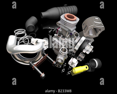 3D Rendering eines Pkw-Motors Stockfoto