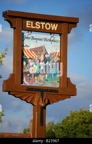 Elstow Ortsschild, Dorfplatz, Elstow, Bedfordshire, England, Vereinigtes Königreich Stockfoto