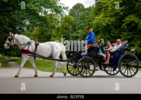 Sightseeing in einem Mietpferd Wagen im dänischen Park Dyrehaven Stockfoto