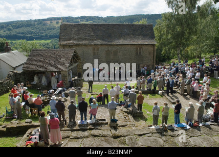 Padley Kapelle Hope Valley Peak District in Großbritannien. Padley Märtyrer jährliche Römisch-katholische Wallfahrt Padley Grindleford Derbyshire HOMER SYKES Stockfoto