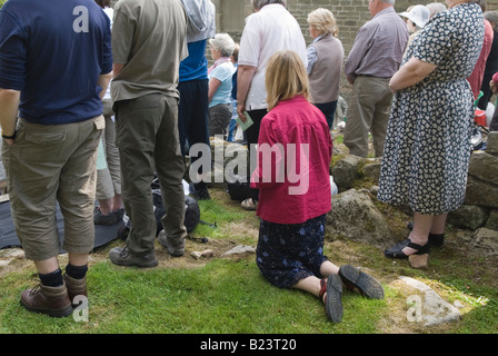 Padley Märtyrer jährliche Römisch-katholische Wallfahrt Padley Kapelle Grindleford Hope Valley Derbyshire Peak District DE HOMER SYKES Stockfoto