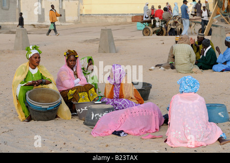 Frauen verkaufen ihre Fische in den Fischmarkt von Mauretanien Nouakchott West-Afrika Stockfoto