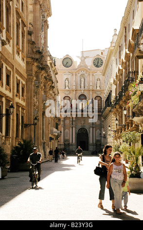 Der Palazzo Senatorio am Corso Vittorio Emanuele, Trapani Stadt, Westsizilien Stockfoto