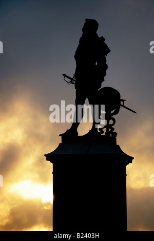 Stadt von Plymouth, England. Sir Joseph Boehm RA entworfen Sir Francis Drake Bronze Statue, auf Plymouth Hacke Promenade gelegen. Stockfoto