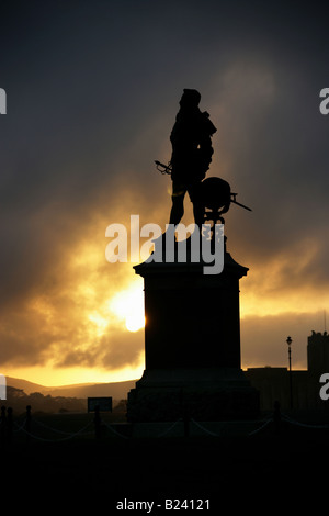 Stadt von Plymouth, England. Sir Joseph Boehm RA entworfen Sir Francis Drake Bronze Statue, auf Plymouth Hacke Promenade gelegen. Stockfoto