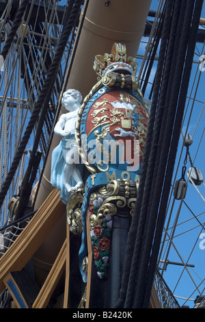 Abbildung Kopf auf HMS Victory. Portsmouth Historic Dockyard. Stockfoto