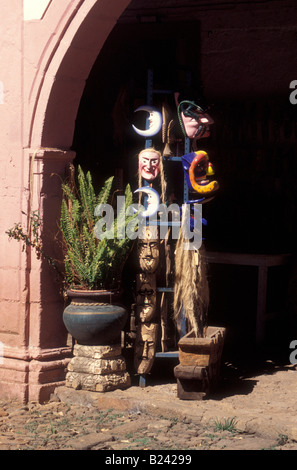 Mexikanische Masken zum Verkauf in der Casa de Los einmal Patios, Patzcuaro, Michoacan, Mexiko Stockfoto