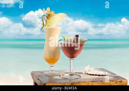 Pina Colada und Strawberry margarita Stockfoto