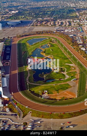 Hollywood Park ist ein reinrassiger Rennstrecke in Inglewood, Kalifornien, USA-Luftbild Stockfoto