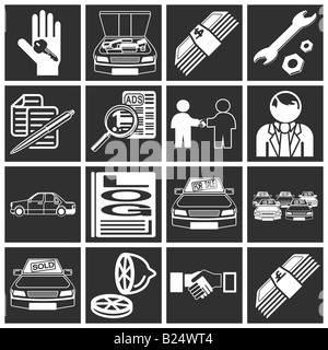 Symbole oder Design-Elemente, die im Zusammenhang mit dem Kauf eines Autos Stockfoto