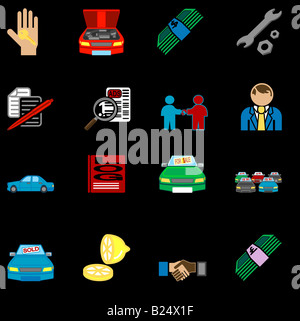 Symbole oder Design-Elemente, die im Zusammenhang mit dem Kauf eines Autos Stockfoto
