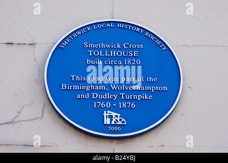 Blaue Plakette auf Smethwick Cross Tollhouse, Smethwick, Birmingham, West Midlands, England, UK Stockfoto