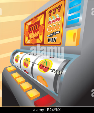 Slot-Maschine. Eine Abbildung eines Spielautomaten zu Kirschen auszahlen! Stockfoto