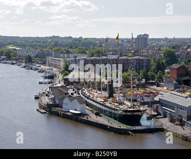 SS Großbritannien und Hafen. Bristol Harbourside England. Von der clifton-Waldgegend aus gesehen Stockfoto