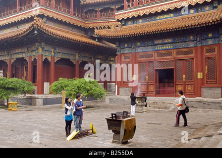 Wanfu-Ge und Yongkang Ge Pavillons 1748 1750 Lama Tempel Yonghe Gong Peking China Stockfoto