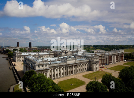 Luftbild von der Old Royal Naval College in Greenwich Stockfoto