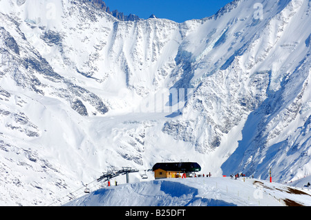 Skigebiet St. Gervais am Fuße des Mont-Blanc-Massiv, St. Gervais, Haute Savoie, Frankreich Stockfoto