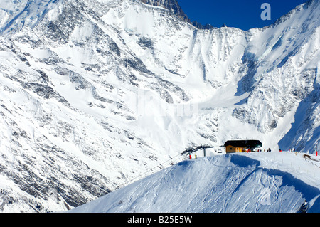 Skigebiet St. Gervais am Fuße des Mont-Blanc-Massiv, St. Gervais, Haute Savoie, Frankreich Stockfoto